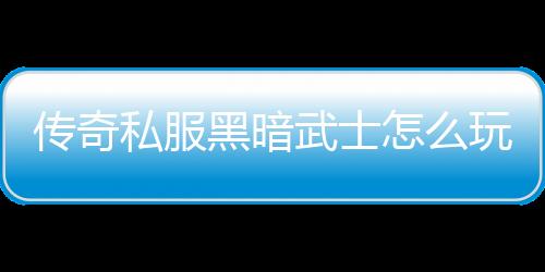 传奇私服黑暗武士怎么玩,黑暗武士职业特点解析